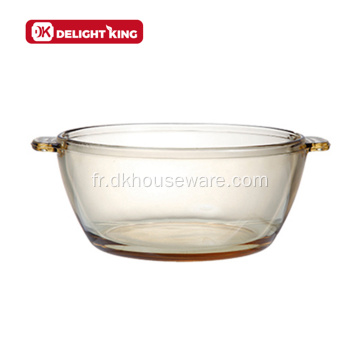 Casserole en verre haute borosilicate ambre avec couvercle en verre